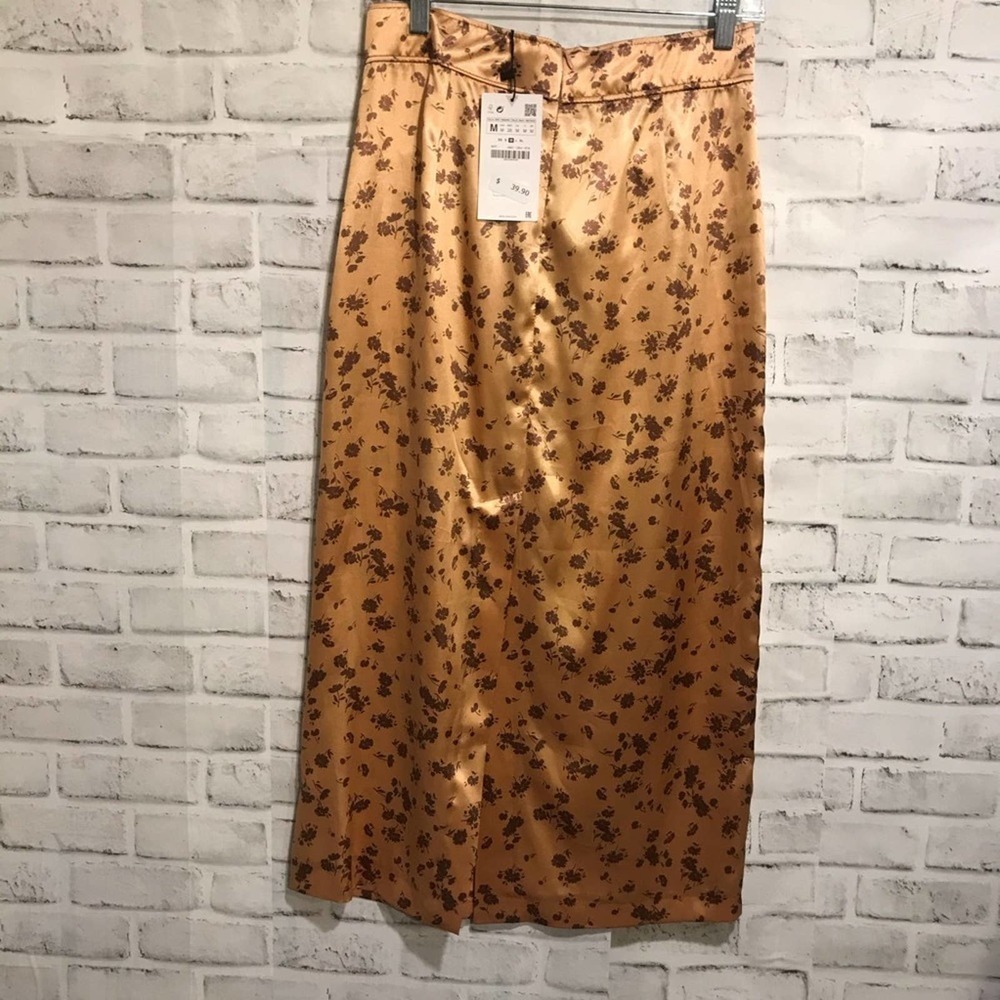NWT Zara printed skirt gold and copper M - Picture 3 of 7